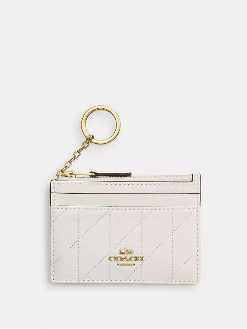 NWT! Coach Mini Skinny Id Case With Quilting In Gold/Chalk